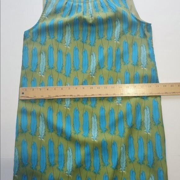 Fossil Sleeveless Dress Size Small Chiffon Blue Feather Beach Tropical Vacation - Picture 3 of 13
